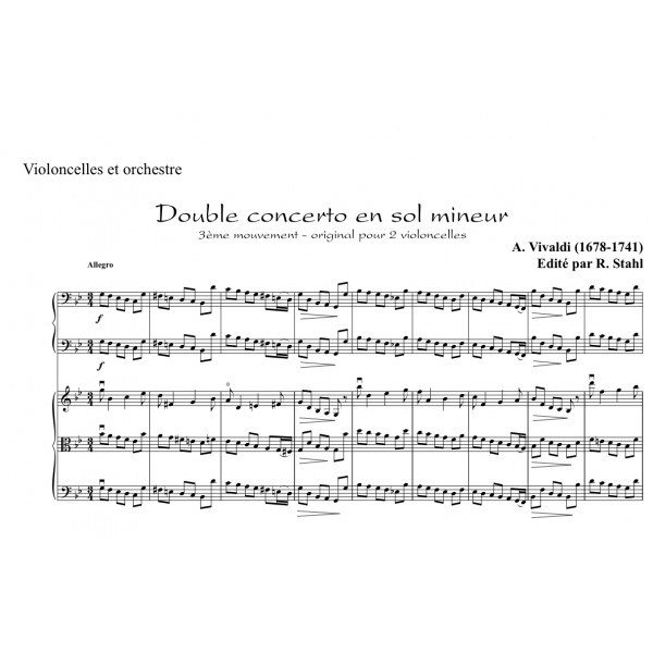 VIVALDI CONCERTO POUR 2 VIOLONCELLES ET ORCHESTRE 2ème et 3ème